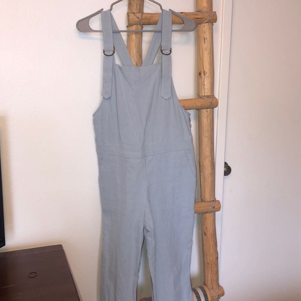 Light Blue Linen Overalls
